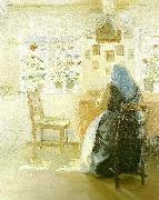 Anna Ancher solskin i stuen painting